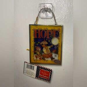 Via Vermont Art Catchers Sun Glass Mary Engelbreit Vtg 1998 Enesco Hope X-Mas